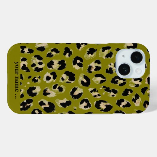 Luipaard kaki print Case-Mate iPhone case (Achterkant (horizontaal))