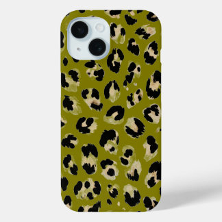 Luipaard kaki print iPhone 15 case