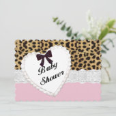 Luipaard Kant Hart Baby Shower Uitnodiging (Staand voorkant)