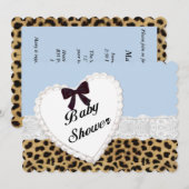 Luipaard Kant Hart Baby Shower Uitnodiging (Voorkant / Achterkant)