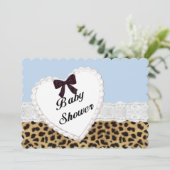 Luipaard Kant Hart Baby Shower Uitnodiging (Staand voorkant)