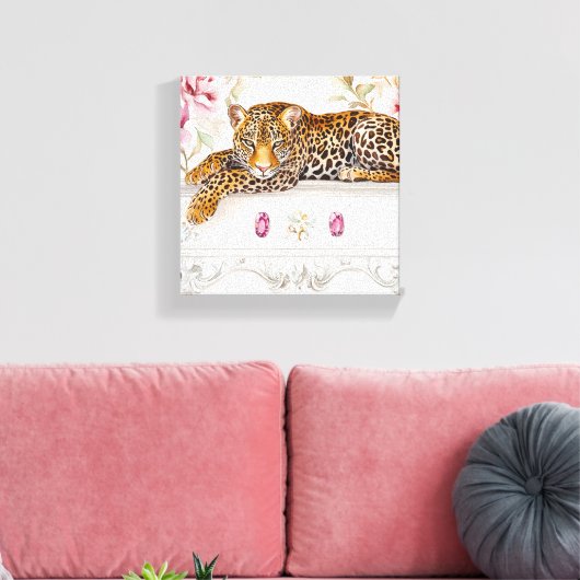Luipaard kat canvas afdruk (Insitu (Woonkamer))