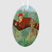 Luipaard Kerst acryl ornament (voorkant)