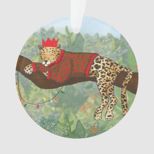 Luipaard Kerst acryl ornament (voorkant)