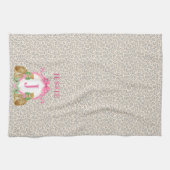 Luipaard Kerst Crest Monogram Met Naam Theedoek (Horizontaal)