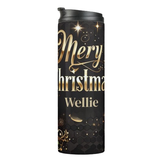 Luipaard Kerst Goud Persoonlijke Tumbler Thermosbeker (Geroteerd rechts)