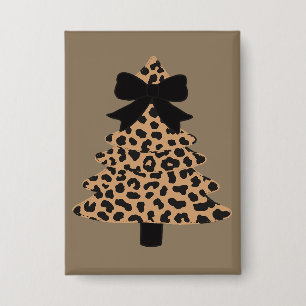 Luipaard Kerstboom Preppy Coquette Kerstmis Winter Button
