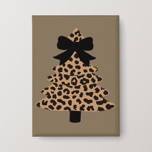 Luipaard Kerstboom Preppy Coquette Kerstmis Winter Button (Voorkant)