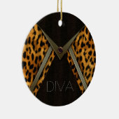 Luipaard kerstboom versieringen keramisch ornament (Rechts)