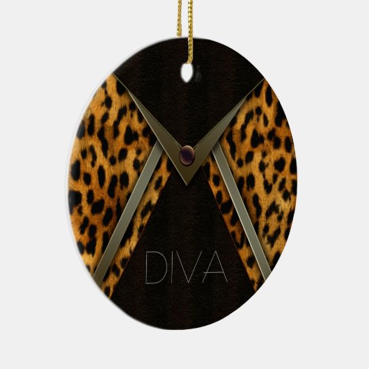 Luipaard kerstboom versieringen keramisch ornament (Rechts)