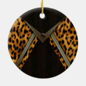 Luipaard kerstboom versieringen keramisch ornament (Achterkant)