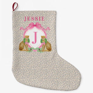 Luipaard Kerstkrans Monogram Met Naam Grote Kerstsok