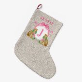 Luipaard Kerstkrans Monogram Met Naam Grote Kerstsok (Voorkant (Hangend))