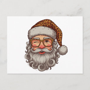 Luipaard Kerstman Knipogende Bril Kerstmis Retro M Feestdagenkaart