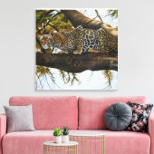 Luipaard klaar om olieverfschilderij canvas print (Insitu (Woonkamer))