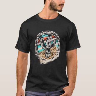 Luipaard Koe Patroon Cactus Serape Print Cowgirl R T-shirt