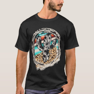Luipaard Koe Patroon Cactus Serape Print Cowgirl R T-shirt