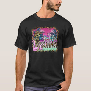 Luipaard Koehuid Hallo Zomer Skelet In Flamingo T-shirt