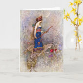 Luipaard Koningin Wenskaart Kaart (Gele Bloem)