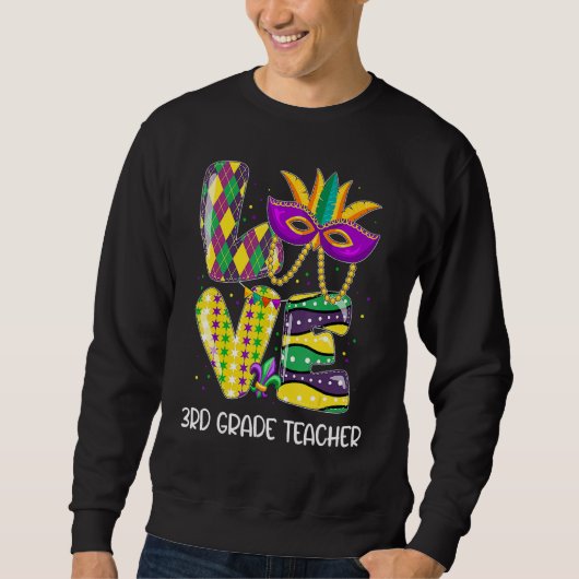 Luipaard Kralen Bling LIEFDE 3e Klas Leraar Mardi Trui (Voorkant)