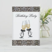 Luipaard kroonluchter vrouwen verjaardagsfeestje kaart (Staand voorkant)