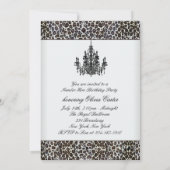 Luipaard kroonluchter vrouwen verjaardagsfeestje kaart (Achterkant)