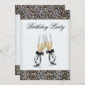 Luipaard kroonluchter vrouwen verjaardagsfeestje kaart (Voorkant / Achterkant)