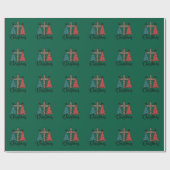 Luipaard Kruis Kerstbomen Christelijk Cadeaupapier (Vlak)
