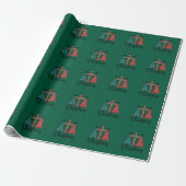 Luipaard Kruis Kerstbomen Christelijk Cadeaupapier (Uitgerold)
