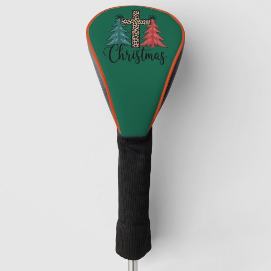 Luipaard Kruis Kerstbomen Christelijk  Golfheadcover (Voorkant)