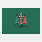 Luipaard Kruis Kerstbomen Christelijk  Inpakpapier Vel (Voorkant)