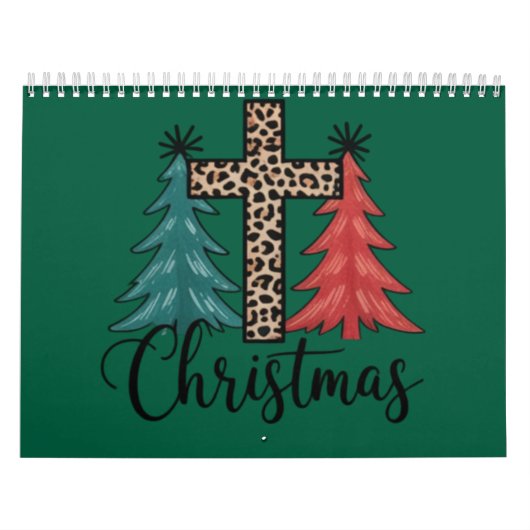 Luipaard Kruis Kerstbomen Christelijk Kalender (Hoes)