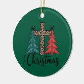 Luipaard Kruis Kerstbomen Christelijk Keramisch Ornament (Links)