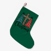 Luipaard Kruis Kerstbomen Christelijk  Kleine Kerstsok (Voorkant (Hangend))