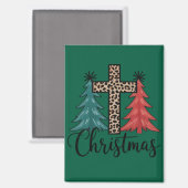 Luipaard Kruis Kerstbomen Christelijk Magneet (Voorkant / Achterkant)