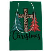 Luipaard Kruis Kerstbomen Christelijk  Medium Cadeauzakje (Voorkant)