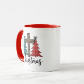 Luipaard Kruis Kerstbomen Christelijk  Mok (Voorkant links)