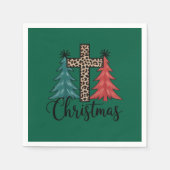 Luipaard Kruis Kerstbomen Christelijk Servet (Voorkant)