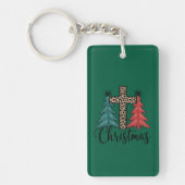 Luipaard Kruis Kerstbomen Christelijk  Sleutelhanger (Voorkant)