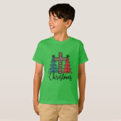 Luipaard Kruis Kerstbomen Christelijk T-shirt (Voorkant volledig)