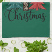Luipaard Kruis Kerstbomen Christelijk  Theedoek (Gevouwen)