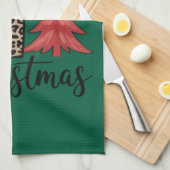 Luipaard Kruis Kerstbomen Christelijk  Theedoek (Quarter Fold)