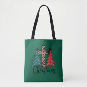 Luipaard Kruis Kerstbomen Christelijk  Tote Bag
