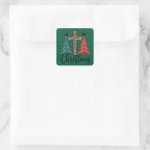 Luipaard Kruis Kerstbomen Christelijk  Vierkante Sticker (Tas)