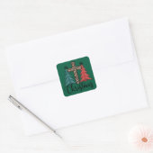Luipaard Kruis Kerstbomen Christelijk  Vierkante Sticker (Envelop)