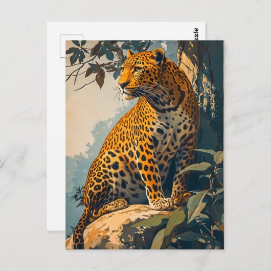  luipaard kunst briefkaart (Voorkant / Achterkant)