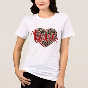Luipaard Liefde Hart PNG, Chenille Patch Valentijn Tri-Blend Shirt