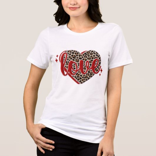 Luipaard Liefde Hart PNG, Chenille Patch Valentijn Tri-Blend Shirt (Voorkant)