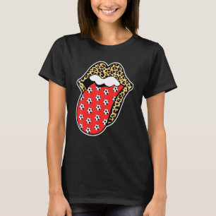 Luipaard Lippen Voetbal Tong Uitsteken T-shirt