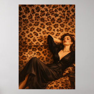 Luipaard Lounge Glam Poster, Elegante Vrouw Martin Poster